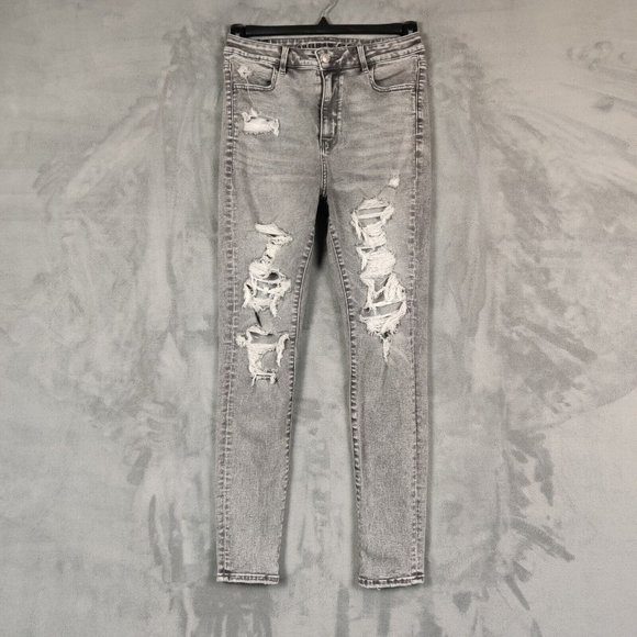 American Eagle Outfitters Denim - American Eagle Jeans Women 10 Gray Super Hi Rise Jegging Skinny Denim 26x29